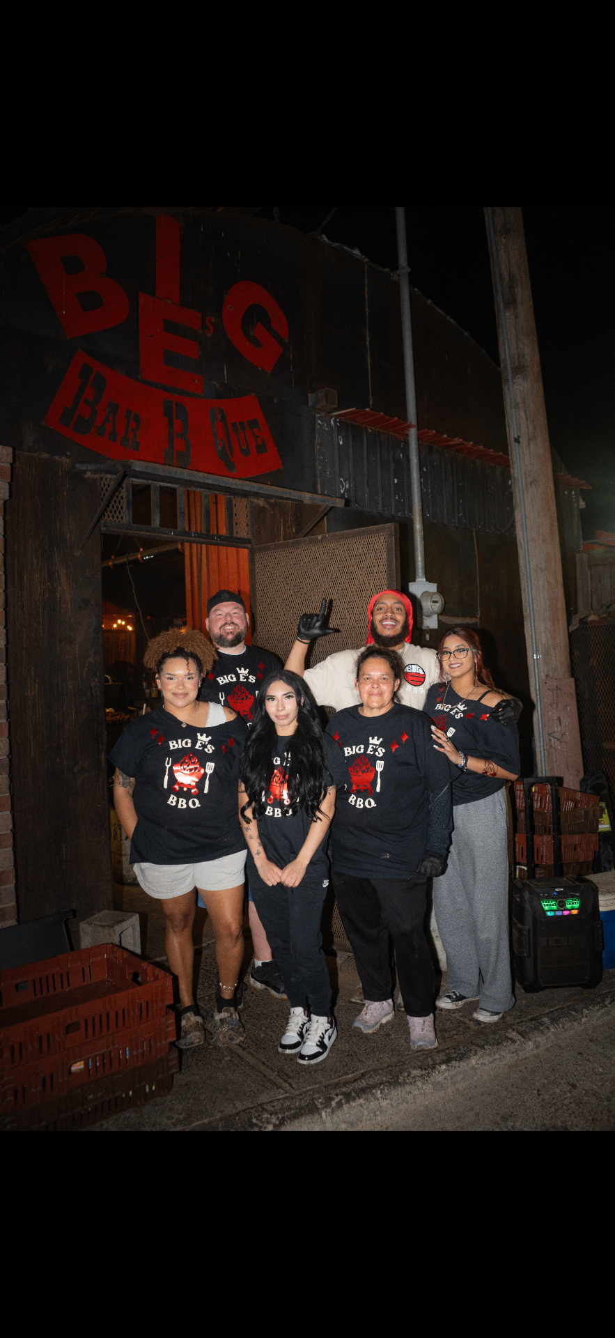 The Big E's BBQ team in front of the shop